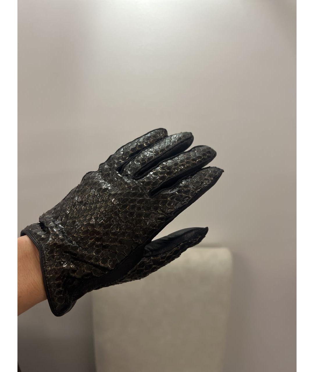 BURBERRY Черные кожаные перчатки, фото 2