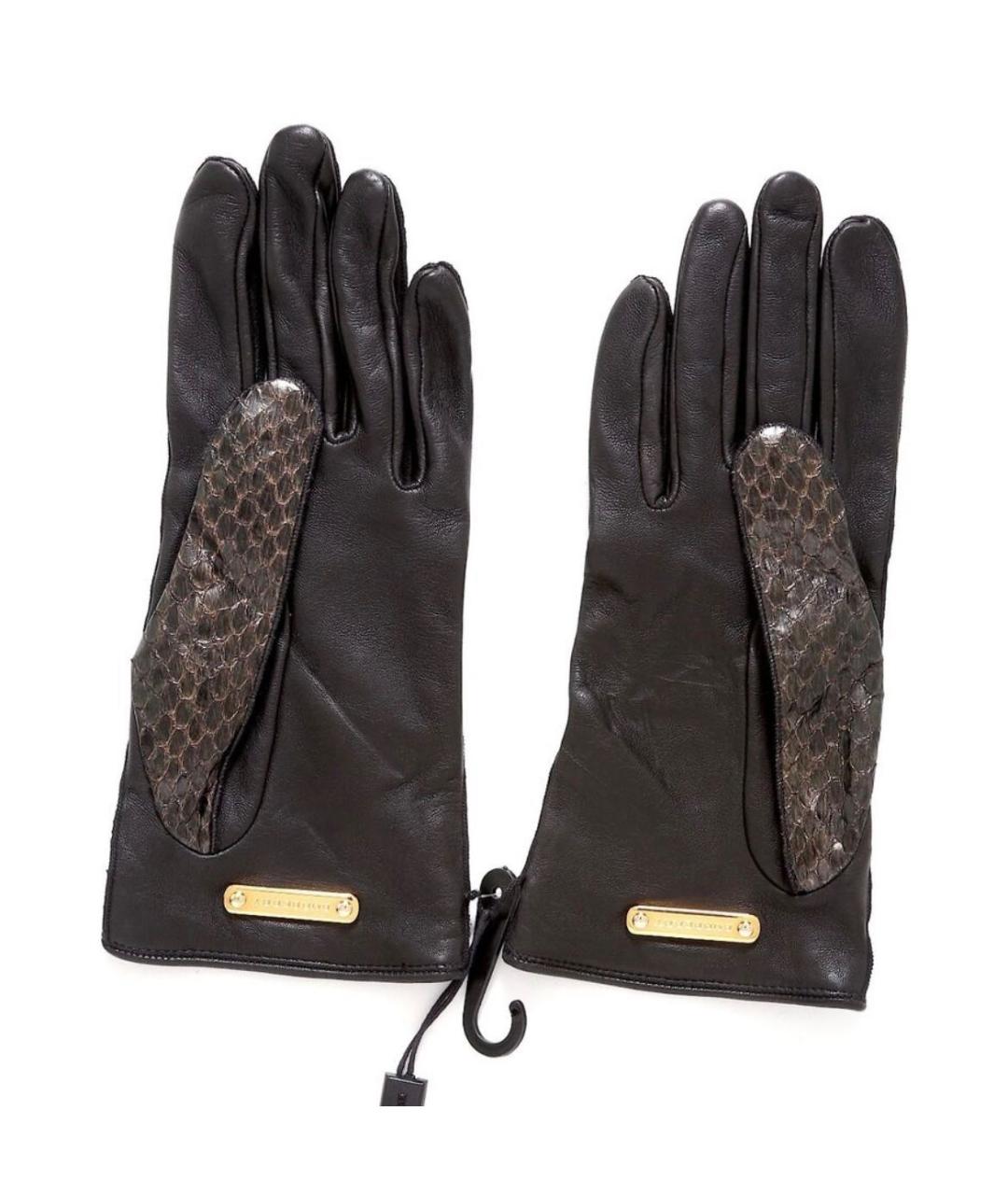 BURBERRY Черные кожаные перчатки, фото 6