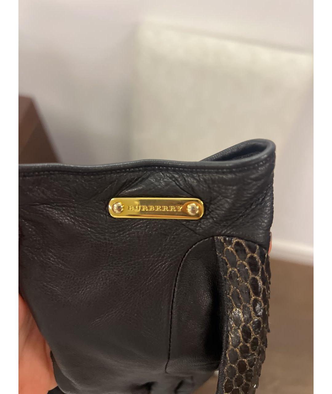 BURBERRY Черные кожаные перчатки, фото 3