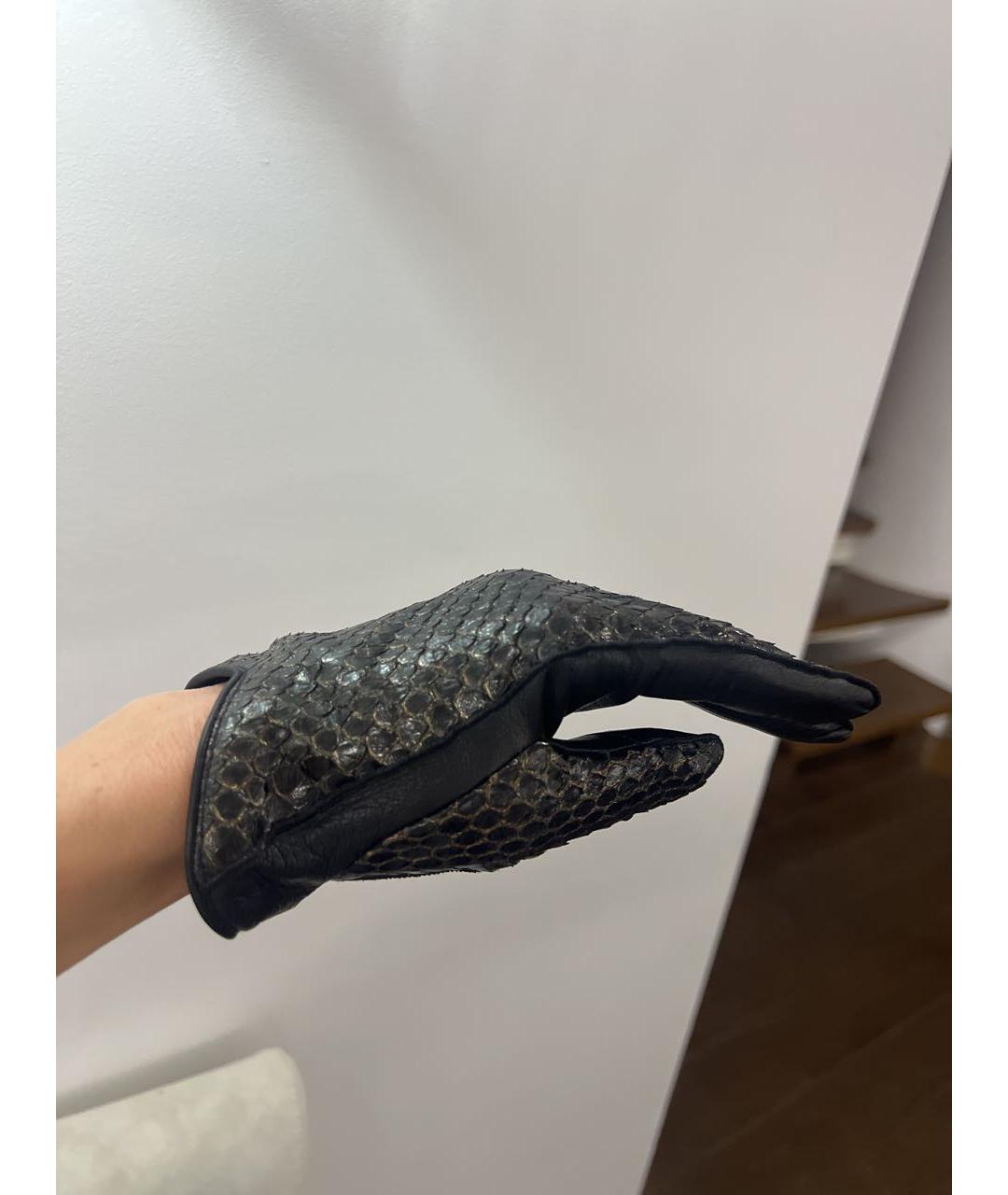 BURBERRY Черные кожаные перчатки, фото 4
