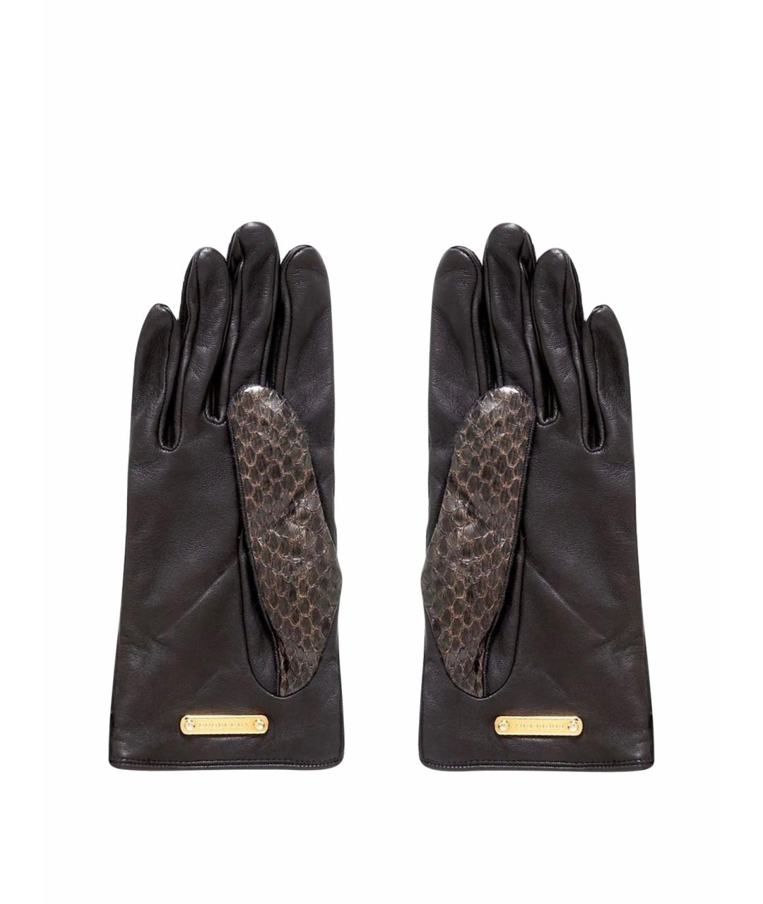 BURBERRY Черные кожаные перчатки, фото 1