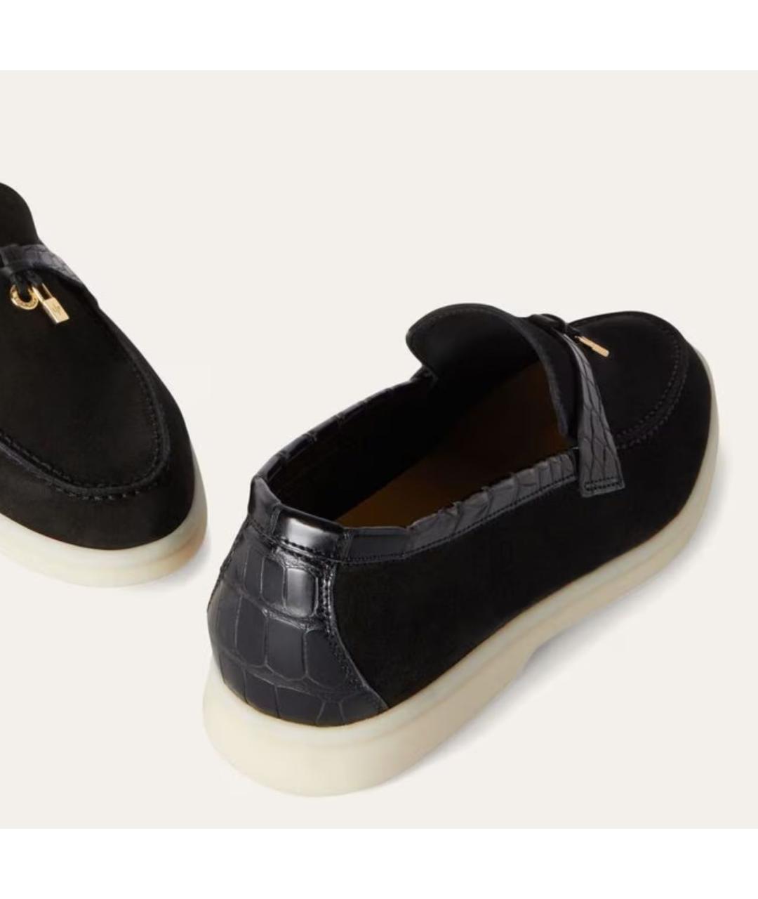 LORO PIANA Черные лоферы из экзотической кожи, фото 6