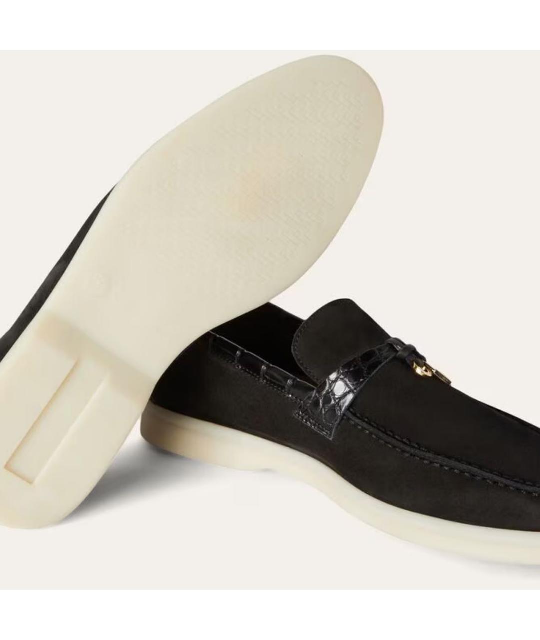 LORO PIANA Черные лоферы из экзотической кожи, фото 5