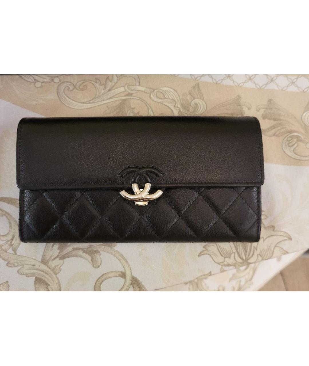 CHANEL Черный кожаный кошелек, фото 9