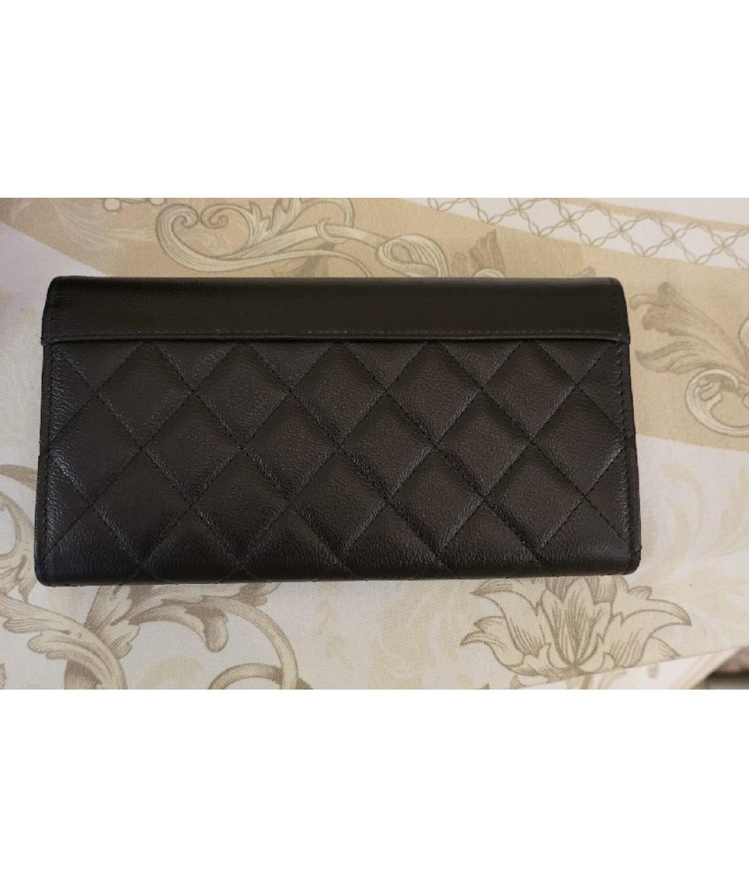 CHANEL Черный кожаный кошелек, фото 3