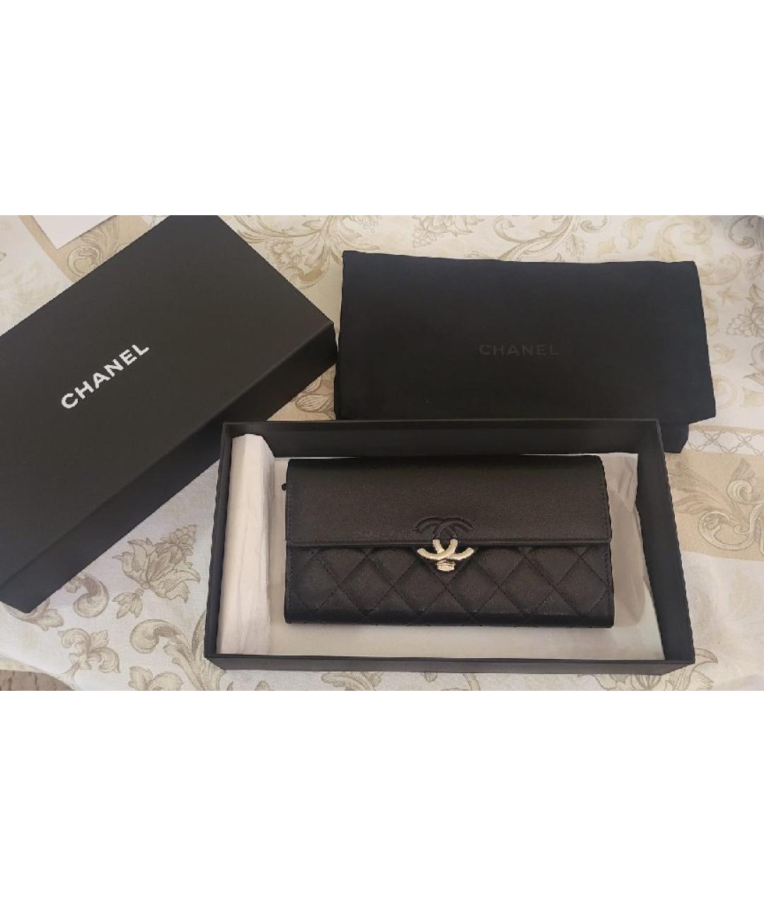 CHANEL Черный кожаный кошелек, фото 8