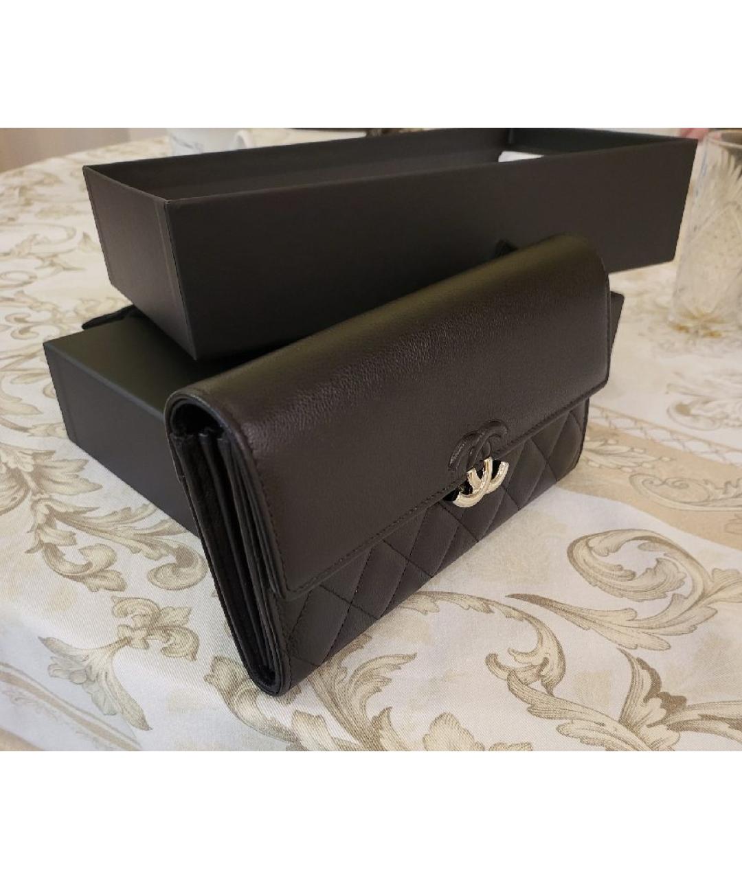 CHANEL Черный кожаный кошелек, фото 2