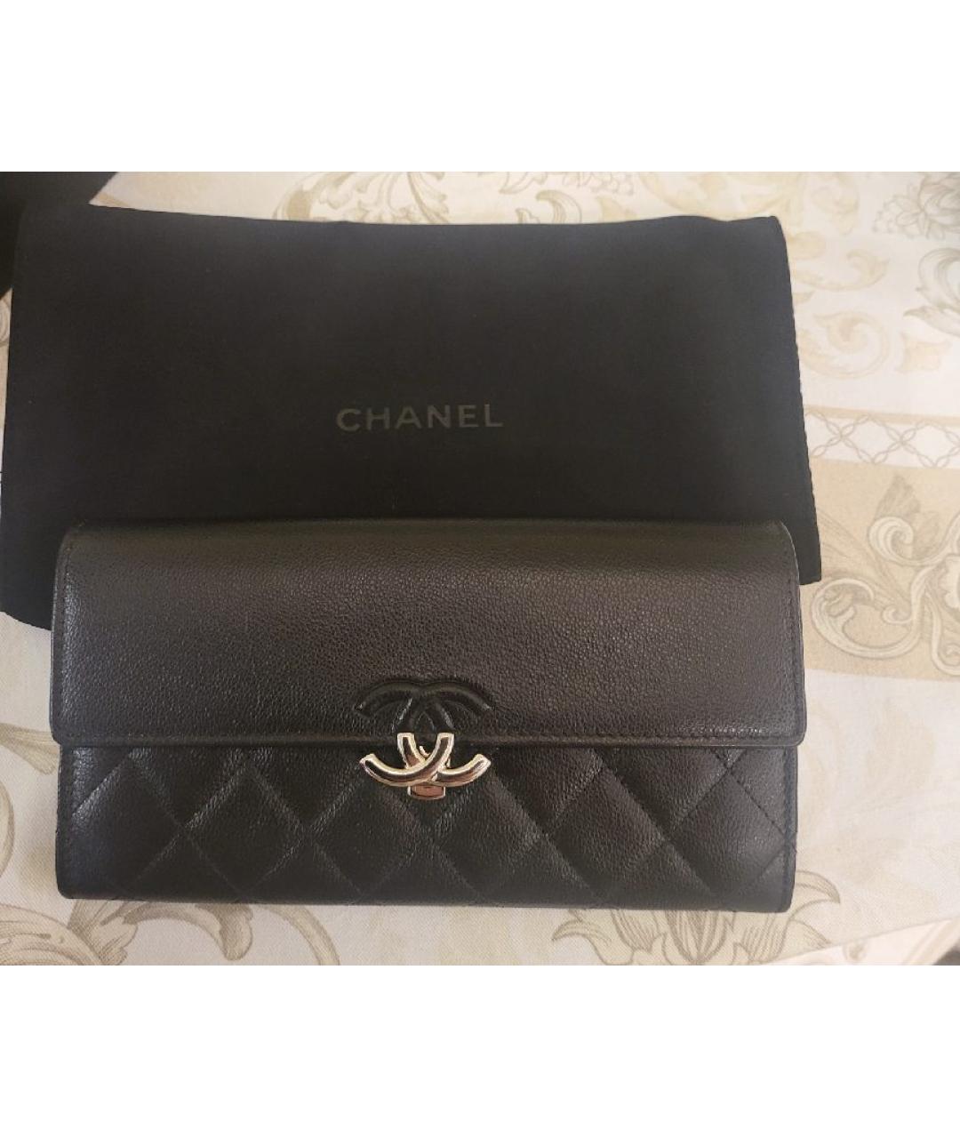 CHANEL Черный кожаный кошелек, фото 6