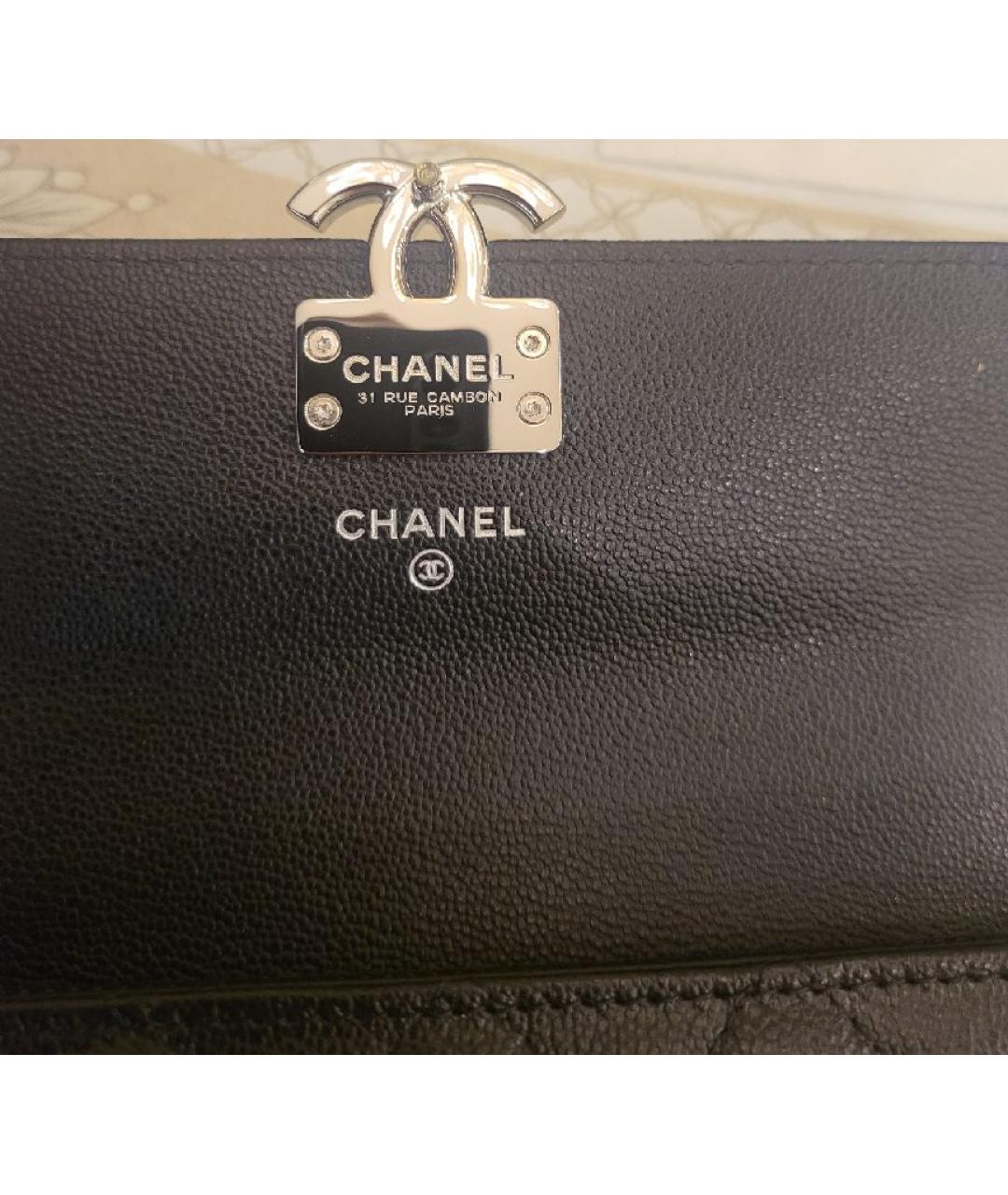 CHANEL Черный кожаный кошелек, фото 5