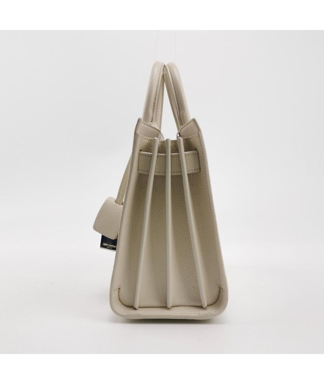 SAINT LAURENT Белая кожаная сумка через плечо, фото 2