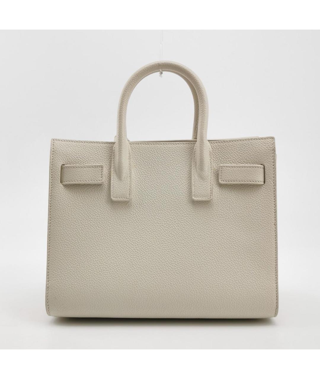 SAINT LAURENT Белая кожаная сумка через плечо, фото 4