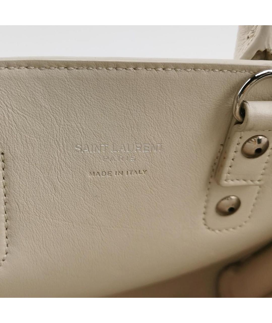 SAINT LAURENT Белая кожаная сумка через плечо, фото 7