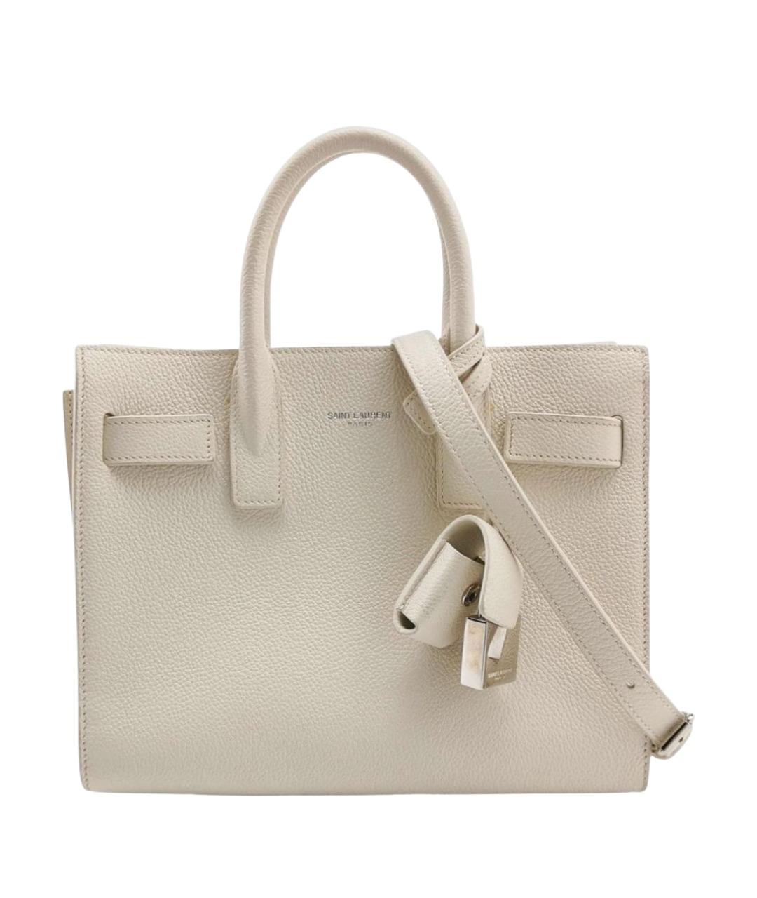 SAINT LAURENT Белая кожаная сумка через плечо, фото 1