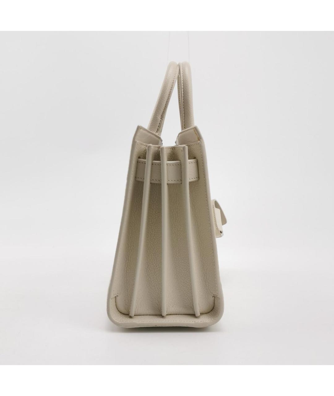 SAINT LAURENT Белая кожаная сумка через плечо, фото 3