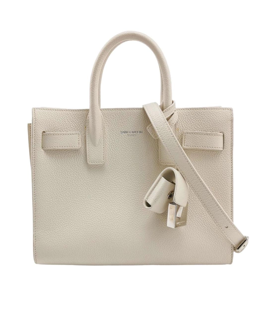 SAINT LAURENT Белая кожаная сумка через плечо, фото 9
