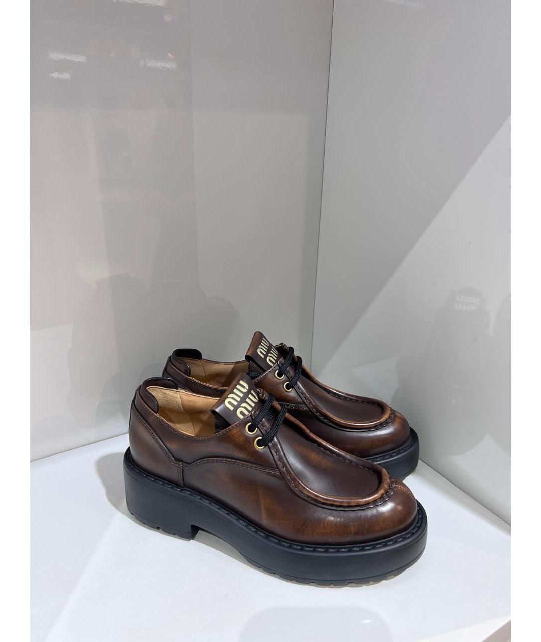 MIU MIU Коричневые кожаные ботинки, фото 2