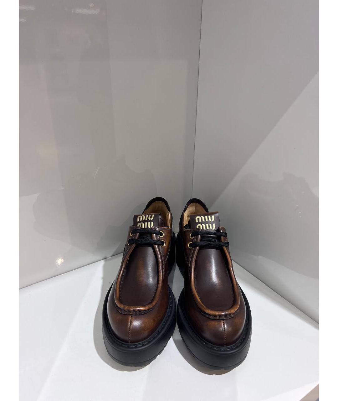 MIU MIU Коричневые кожаные ботинки, фото 3