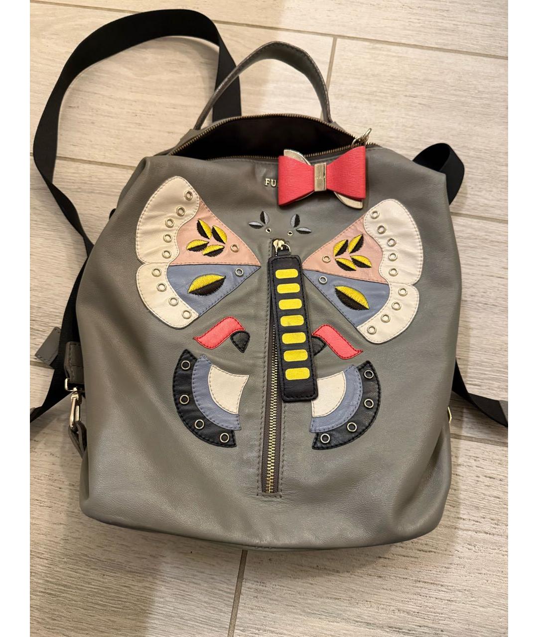 FURLA Серый кожаный рюкзак, фото 5
