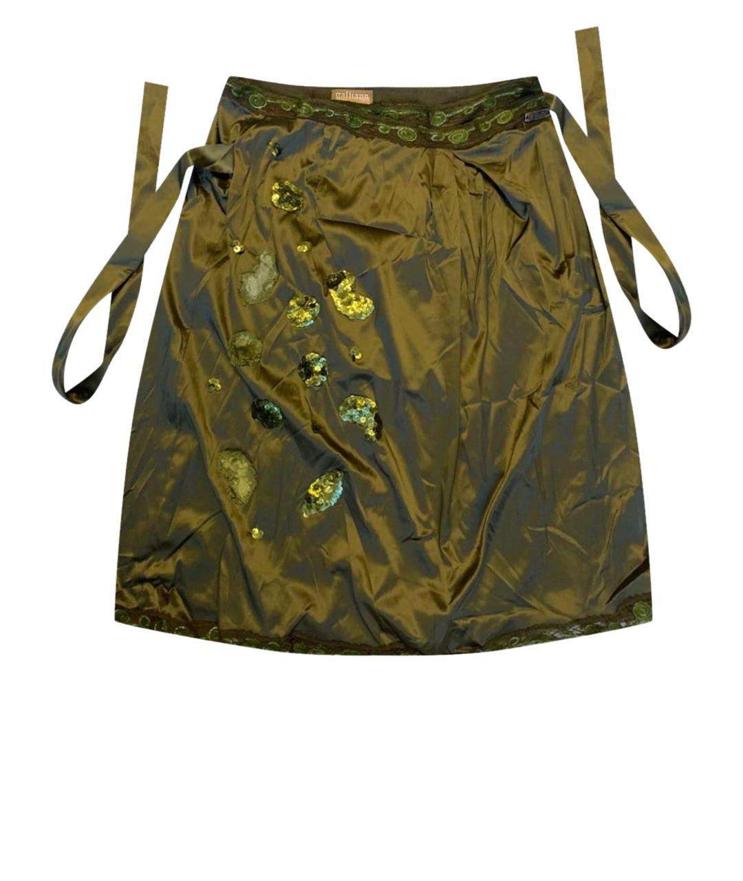 JOHN GALLIANO Зеленая шелковая юбка мини, фото 1