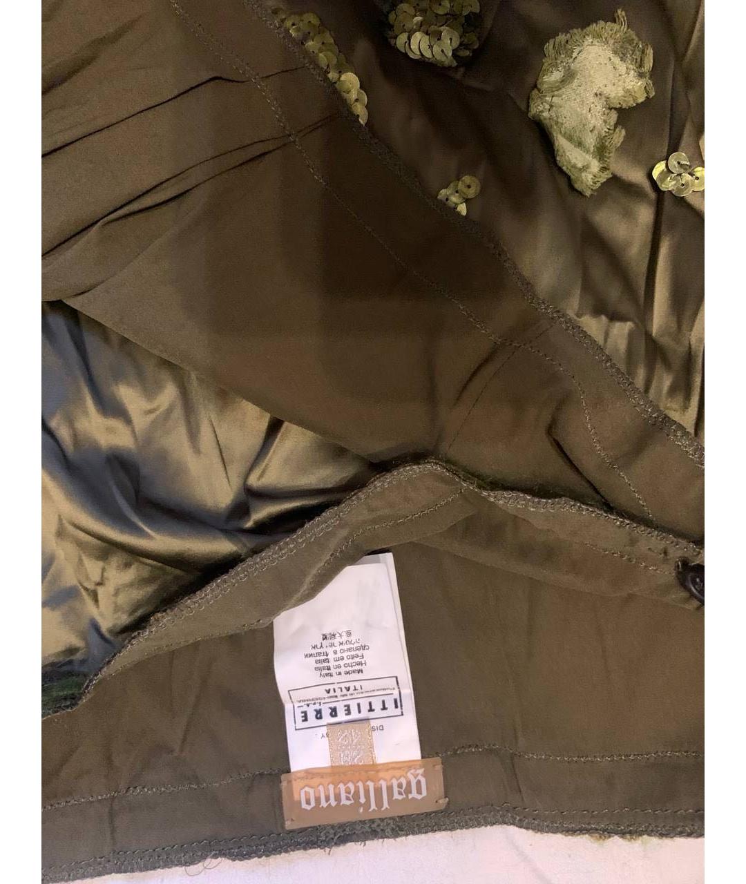 JOHN GALLIANO Зеленая шелковая юбка мини, фото 3