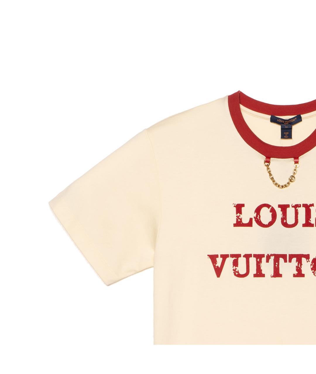 LOUIS VUITTON Бежевая хлопковая футболка, фото 6