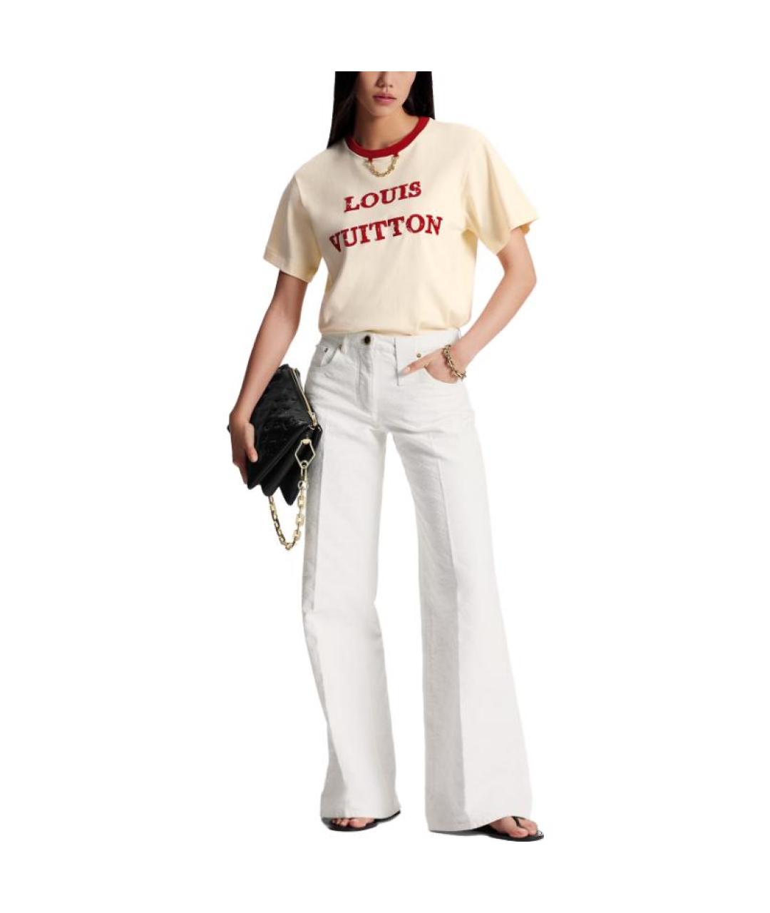LOUIS VUITTON Бежевая хлопковая футболка, фото 3