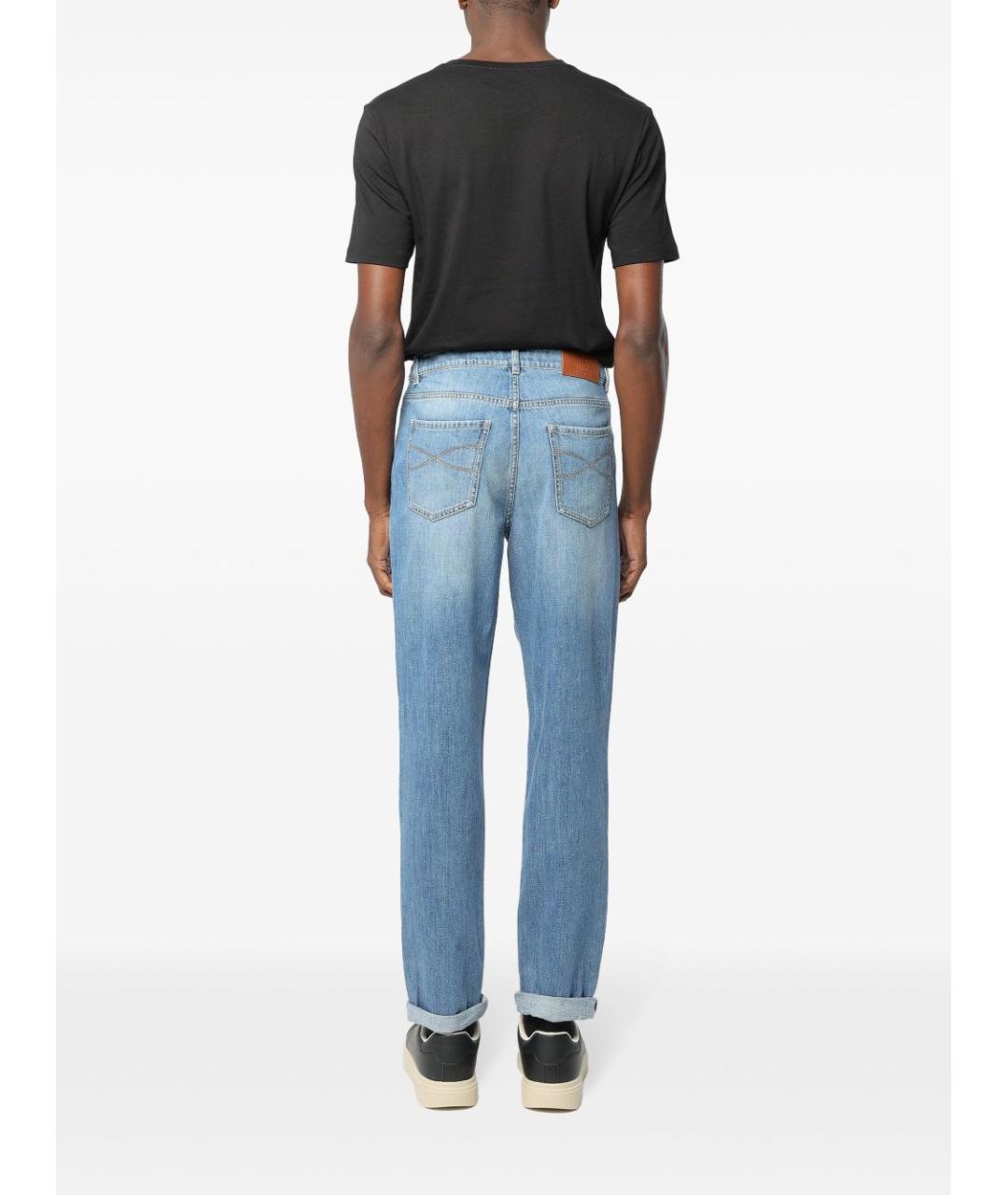 BRUNELLO CUCINELLI Голубые хлопковые джинсы скинни, фото 3