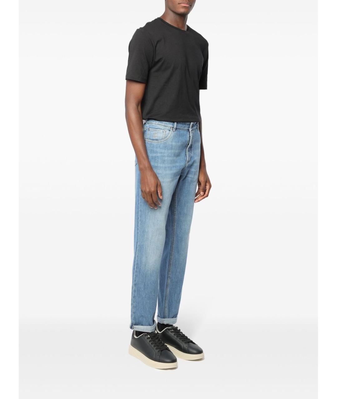 BRUNELLO CUCINELLI Голубые хлопковые джинсы скинни, фото 2