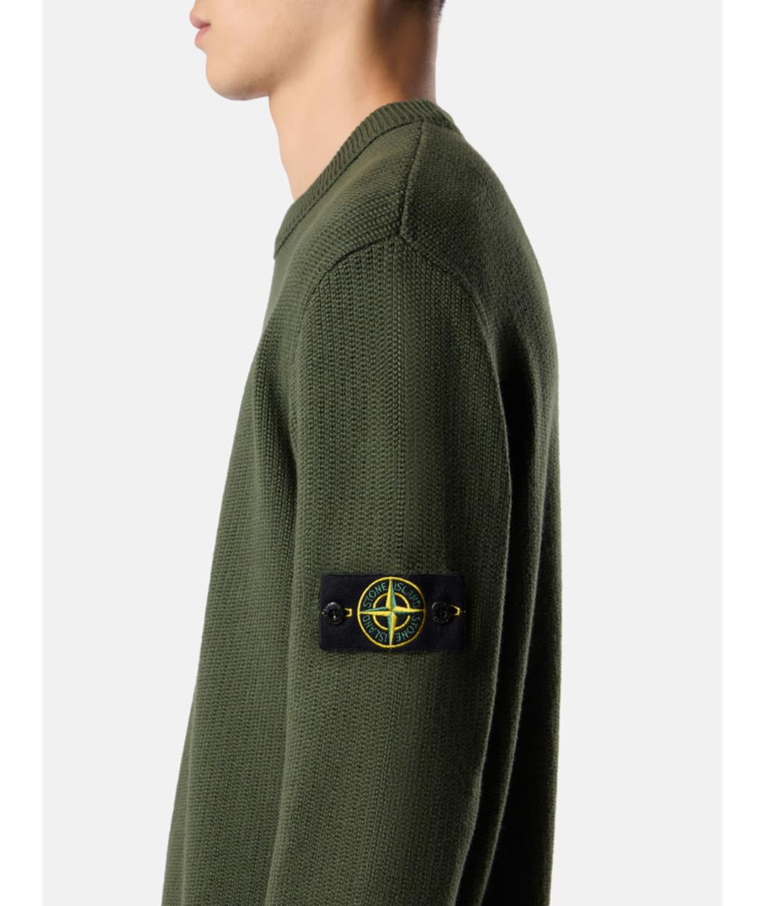 STONE ISLAND Зеленый хлопковый джемпер / свитер, фото 4