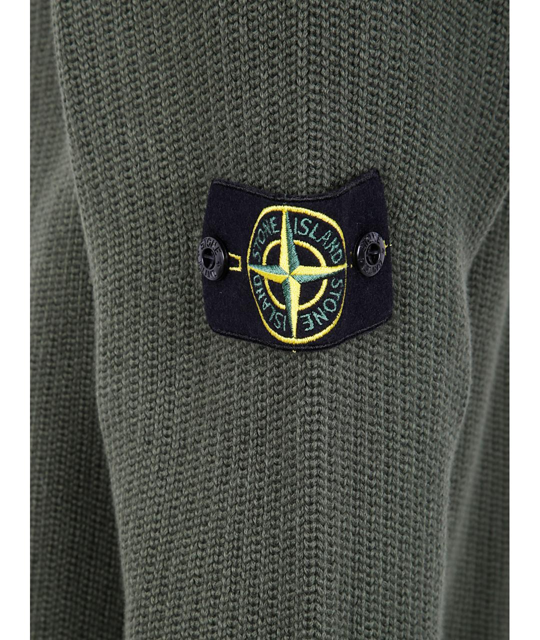 STONE ISLAND Зеленый хлопковый джемпер / свитер, фото 3