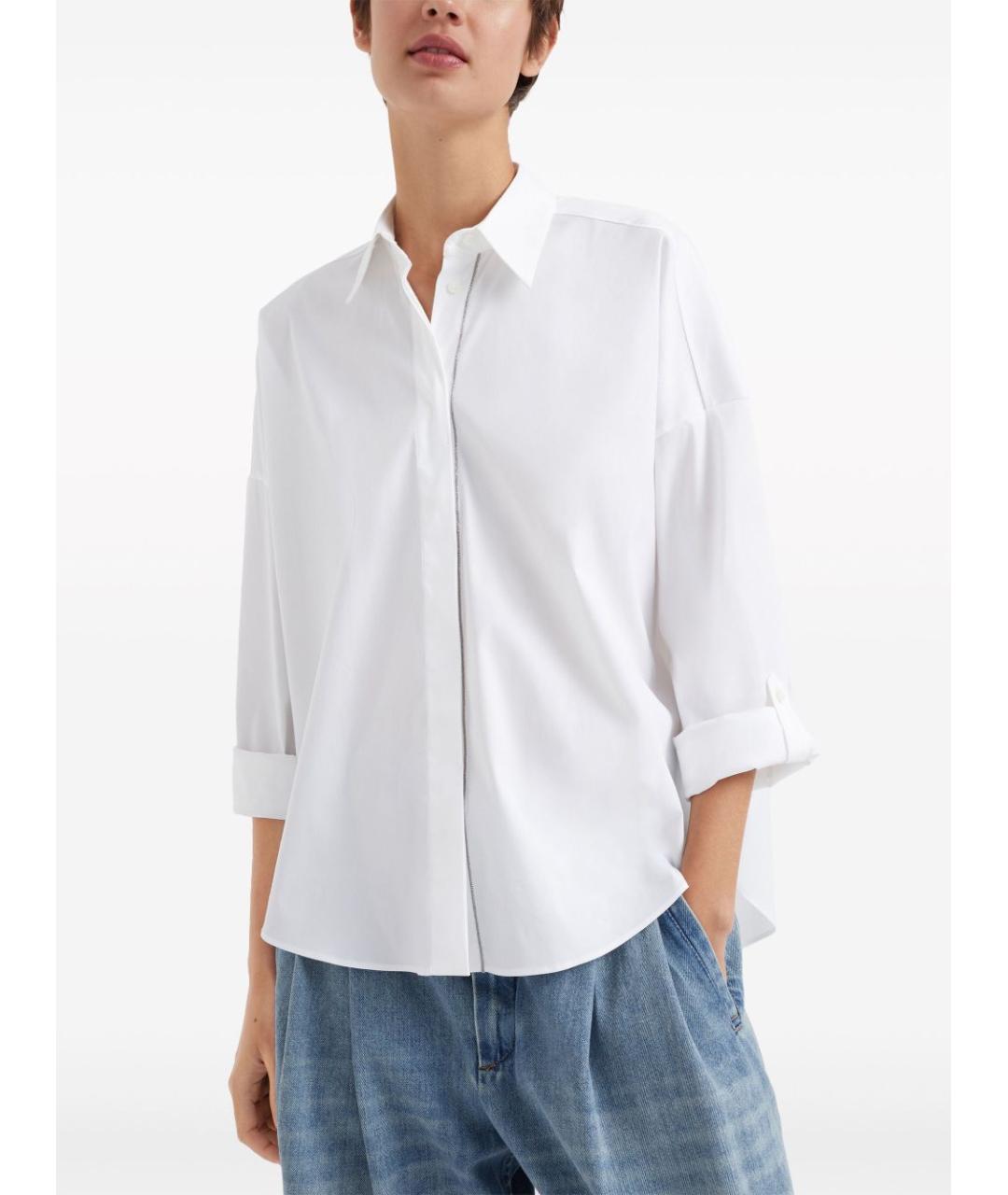 BRUNELLO CUCINELLI Белая хлопковая рубашка, фото 4