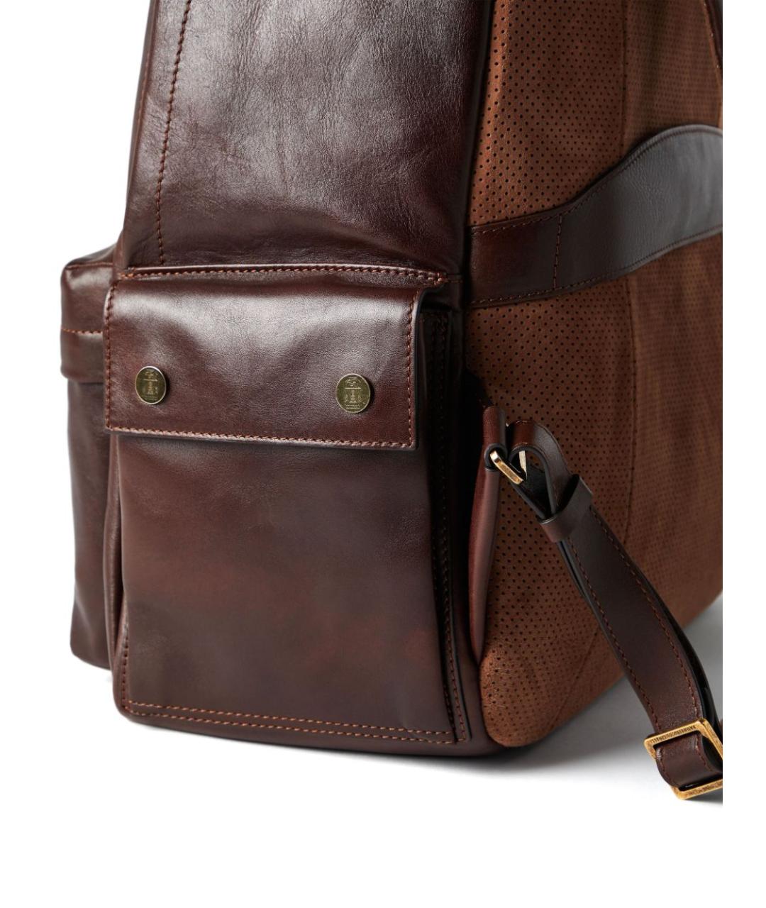 BRUNELLO CUCINELLI Бордовый кожаный рюкзак, фото 3