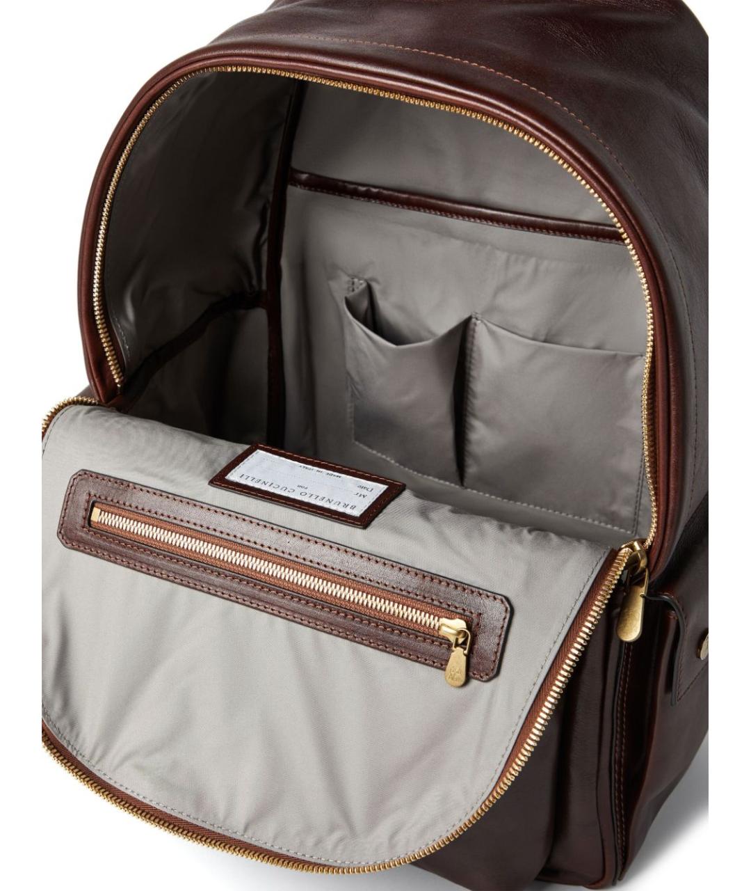 BRUNELLO CUCINELLI Бордовый кожаный рюкзак, фото 2