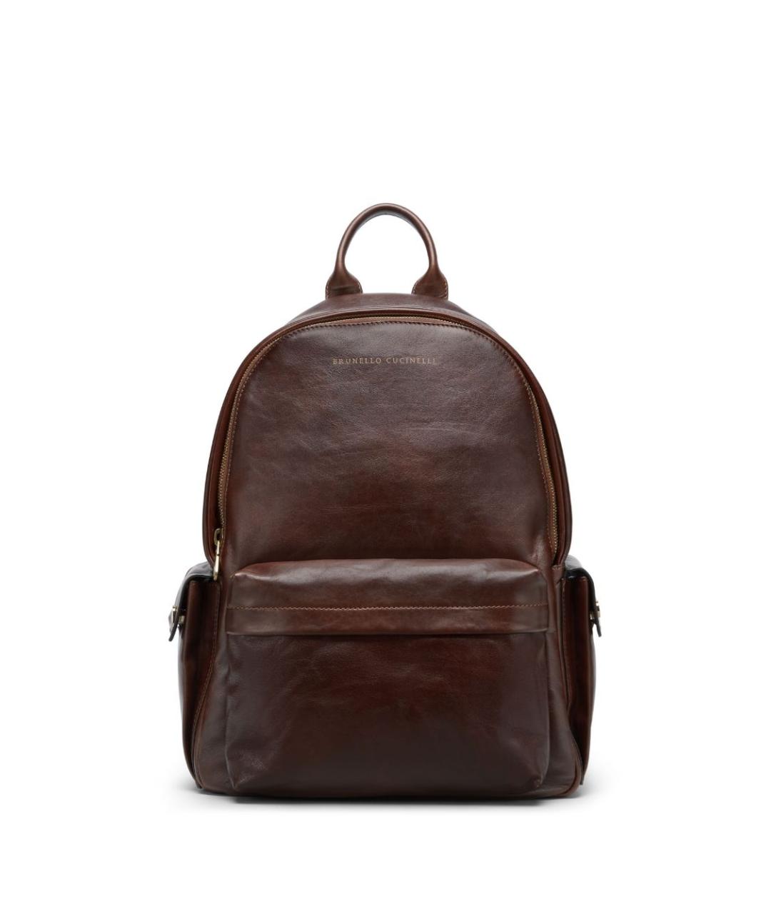 BRUNELLO CUCINELLI Бордовый кожаный рюкзак, фото 1