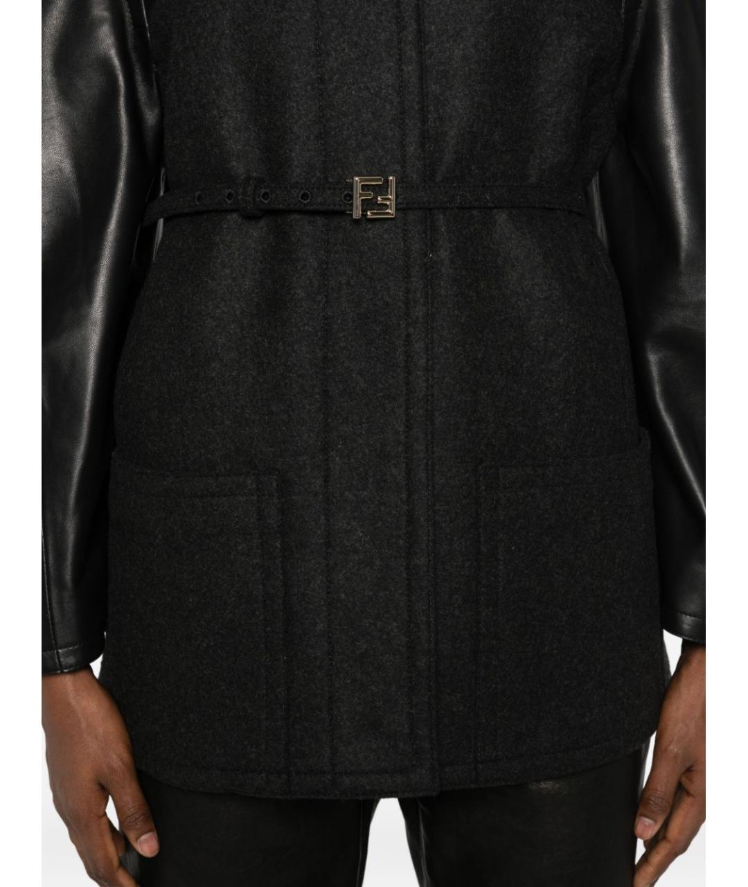 FENDI Антрацитовое шерстяное пальто, фото 5