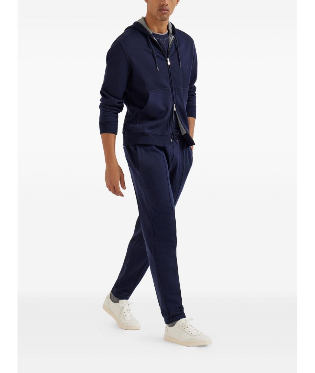 BRUNELLO CUCINELLI Синяя хлопковая футболка, фото 4