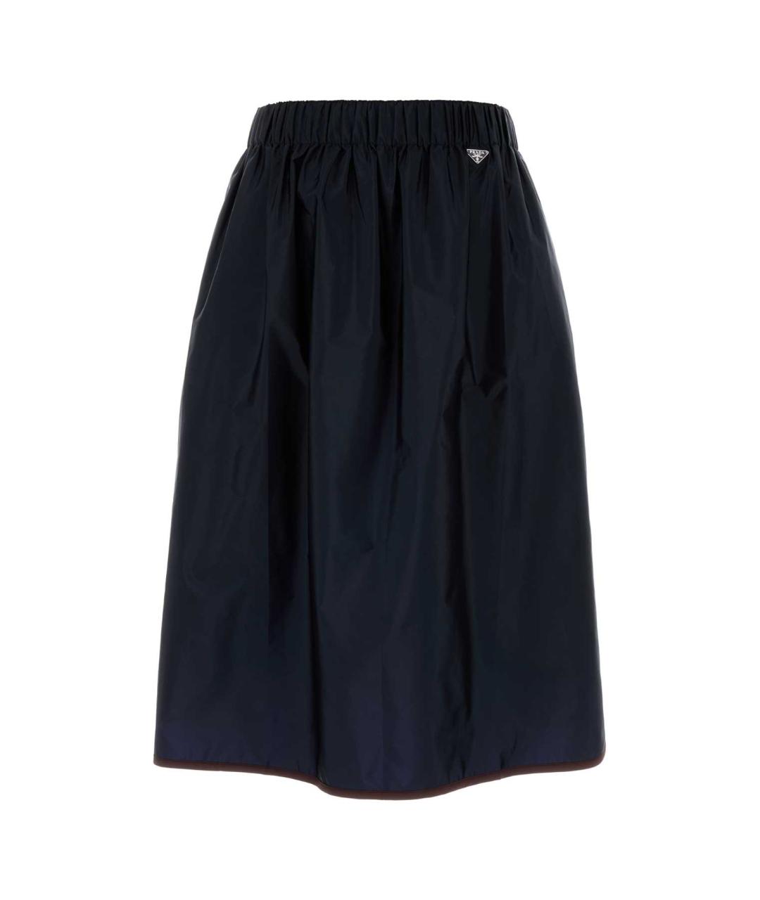 PRADA Темно-синяя полиамидовая юбка миди, фото 1
