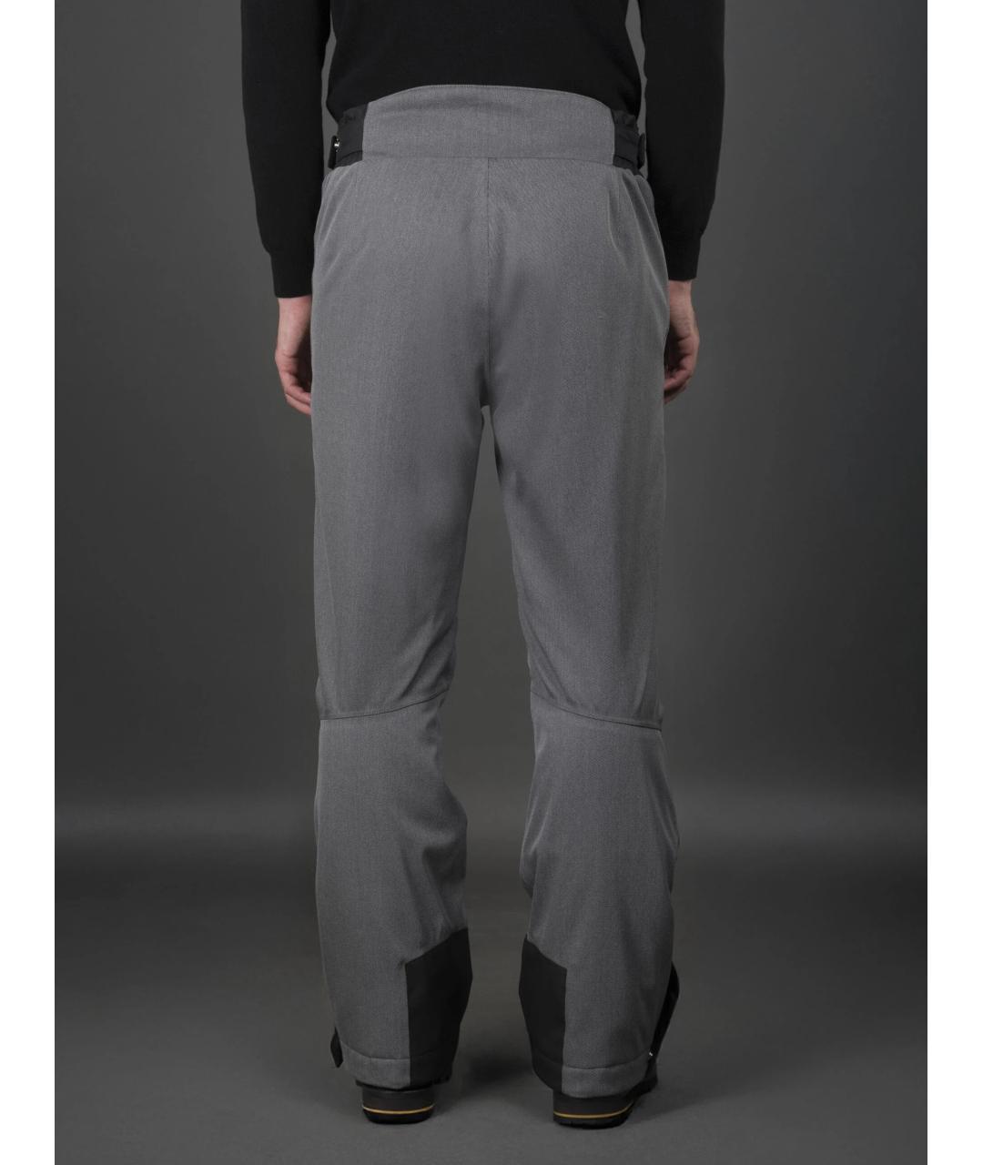 MOORER Серые шерстяные повседневные брюки, фото 3