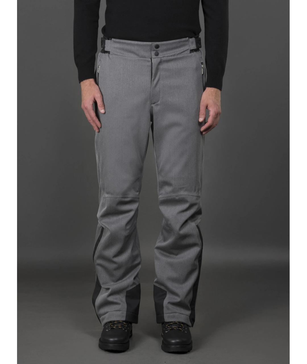 MOORER Серые шерстяные повседневные брюки, фото 2