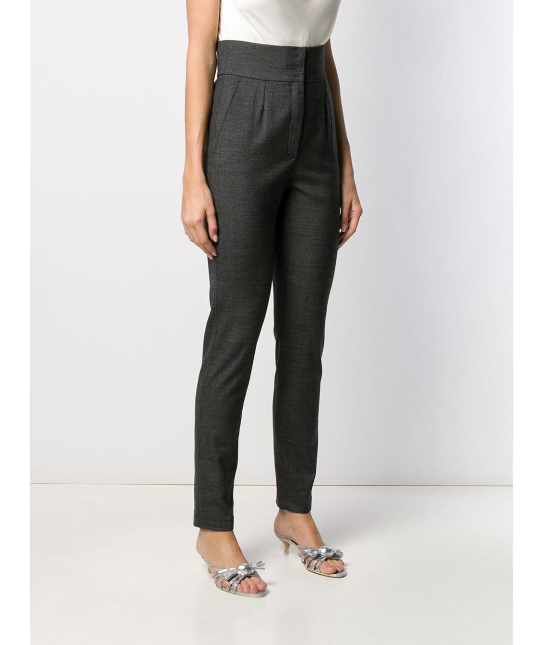 DOLCE&GABBANA Серые шерстяные прямые брюки, фото 3