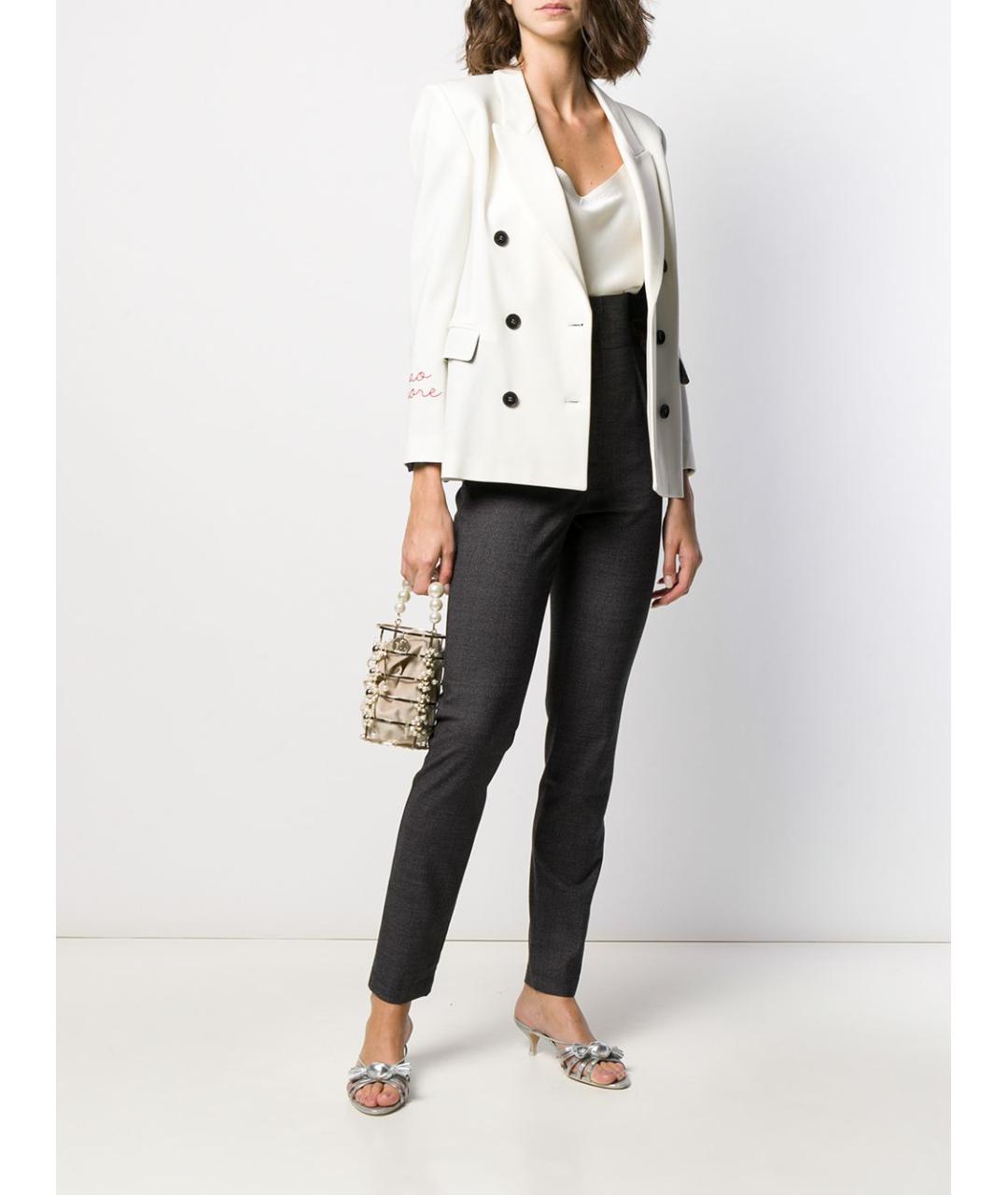 DOLCE&GABBANA Серые шерстяные прямые брюки, фото 2