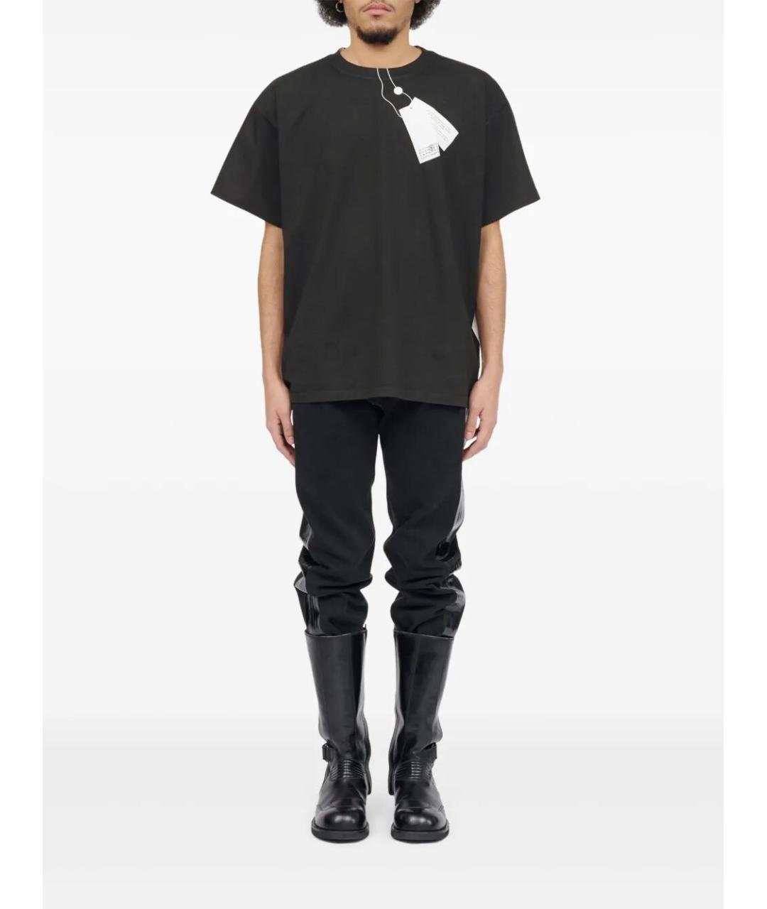 MM6 MAISON MARGIELA Черная хлопковая футболка, фото 3