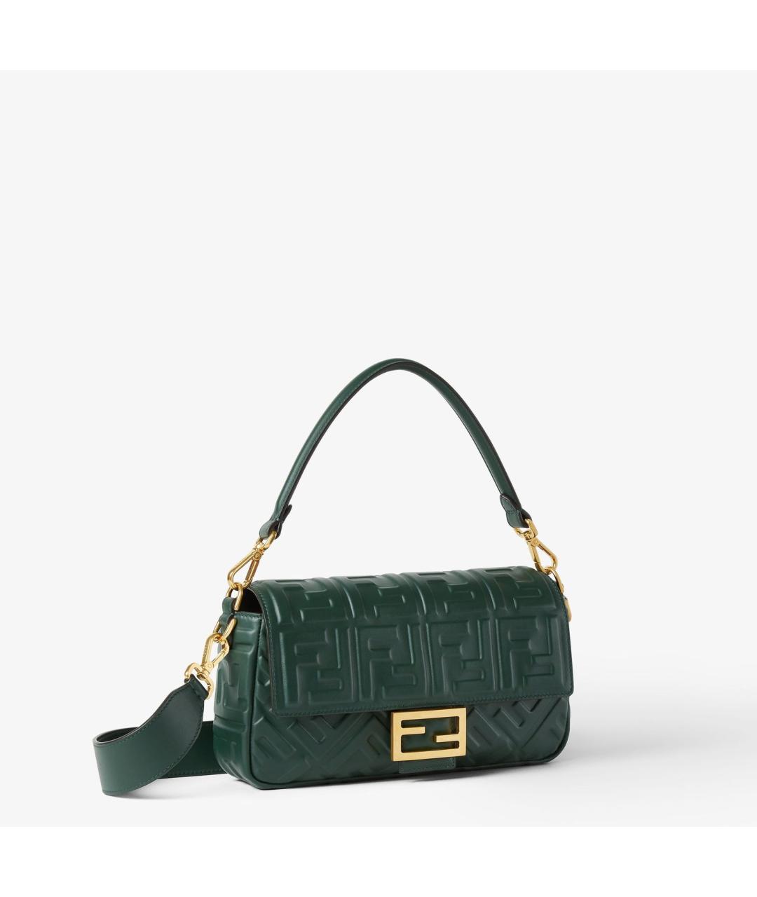 FENDI Зеленая кожаная сумка с короткими ручками, фото 3