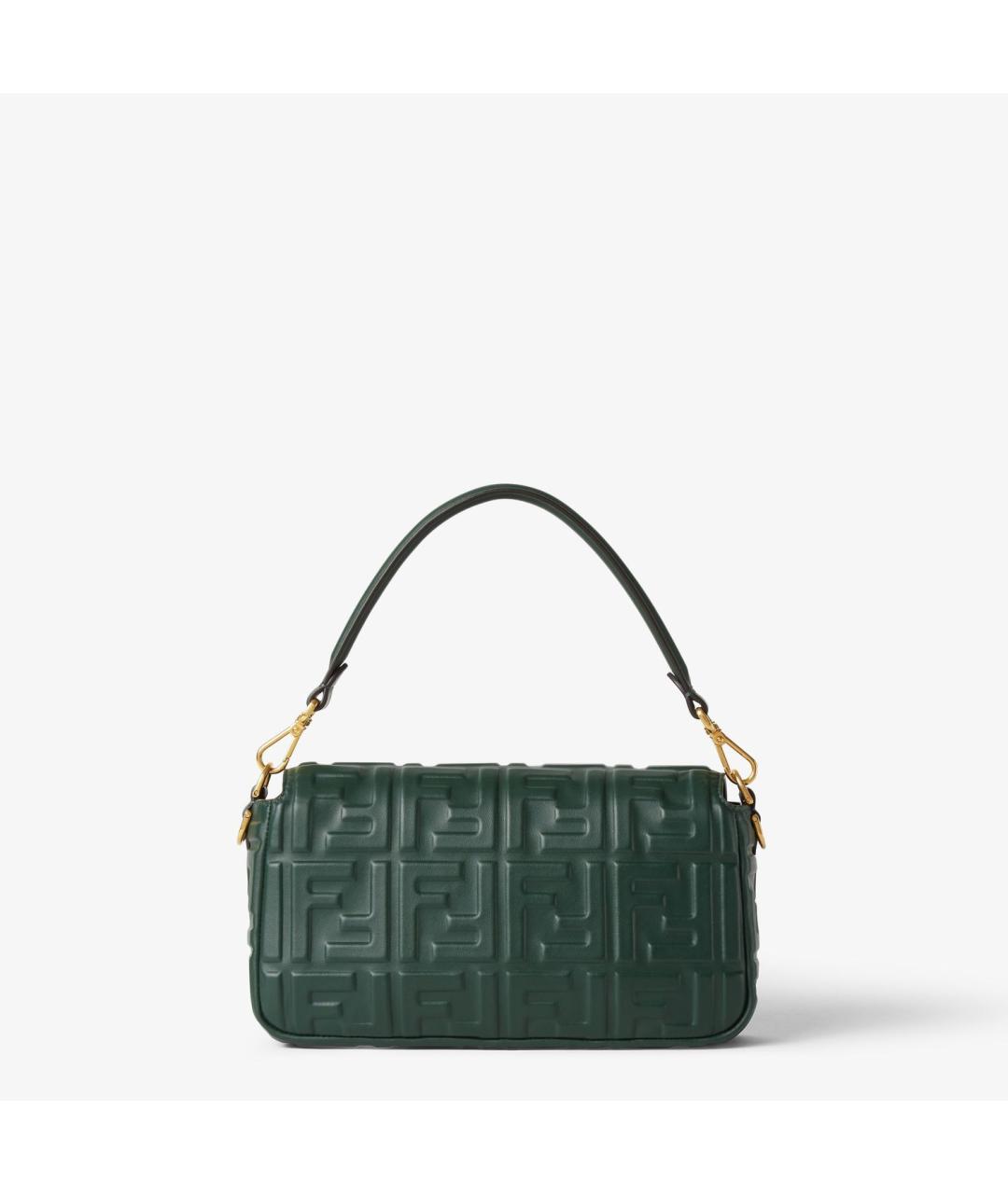 FENDI Зеленая кожаная сумка с короткими ручками, фото 4