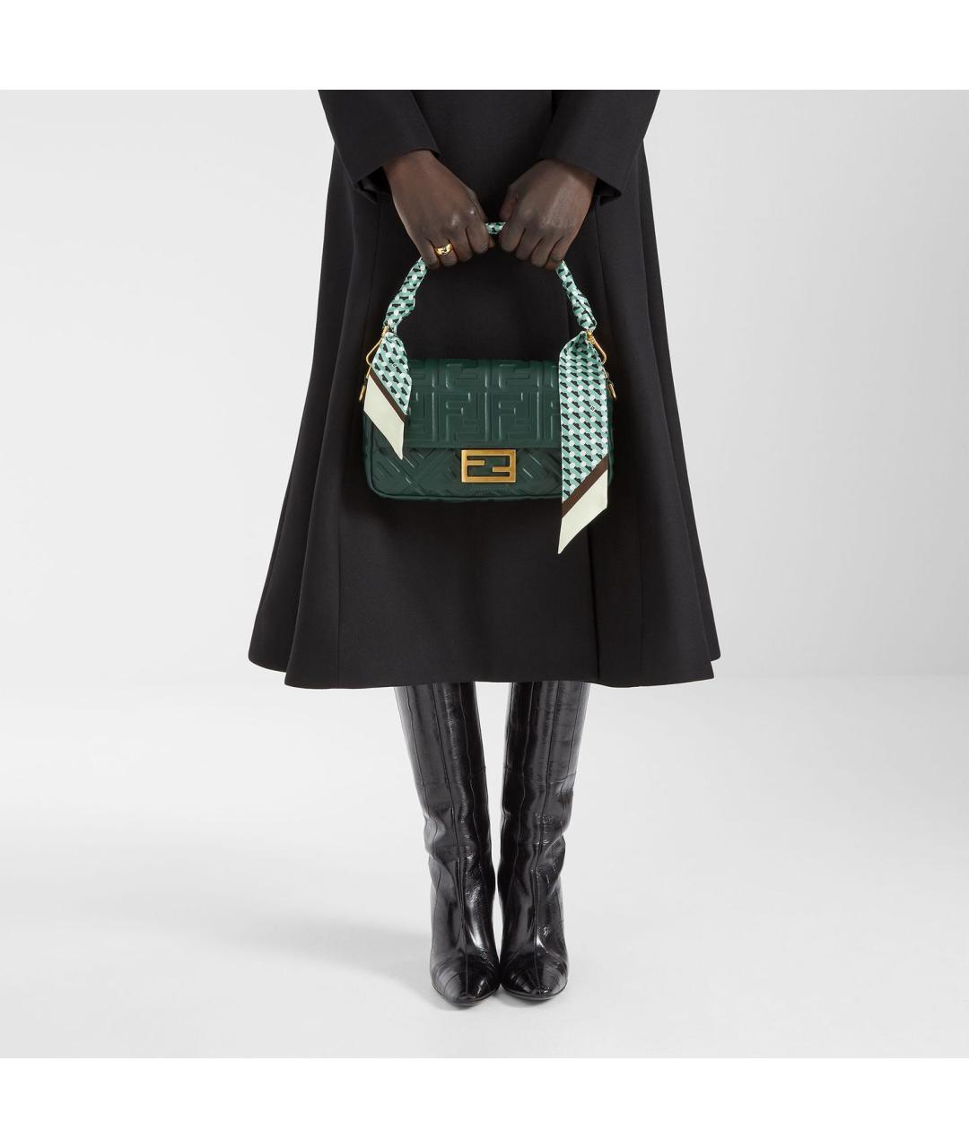 FENDI Зеленая кожаная сумка с короткими ручками, фото 2