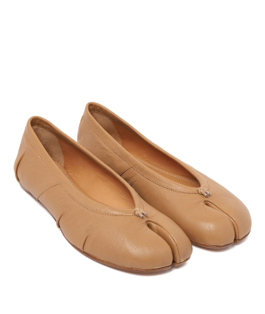 MAISON MARGIELA Бежевые кожаные балетки, фото 2