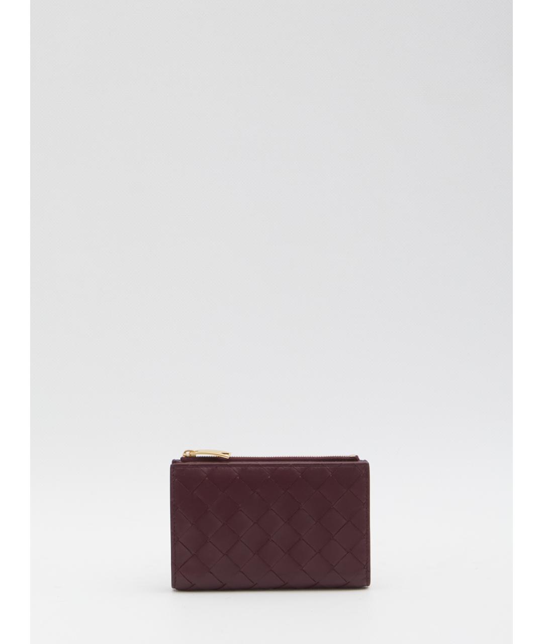 BOTTEGA VENETA Бордовый кожаный кошелек, фото 5