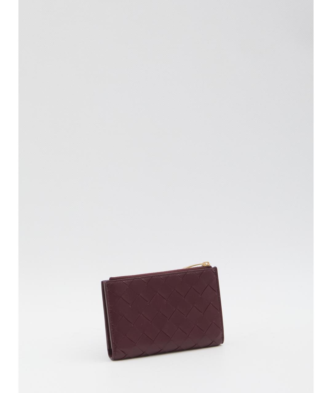 BOTTEGA VENETA Бордовый кожаный кошелек, фото 2
