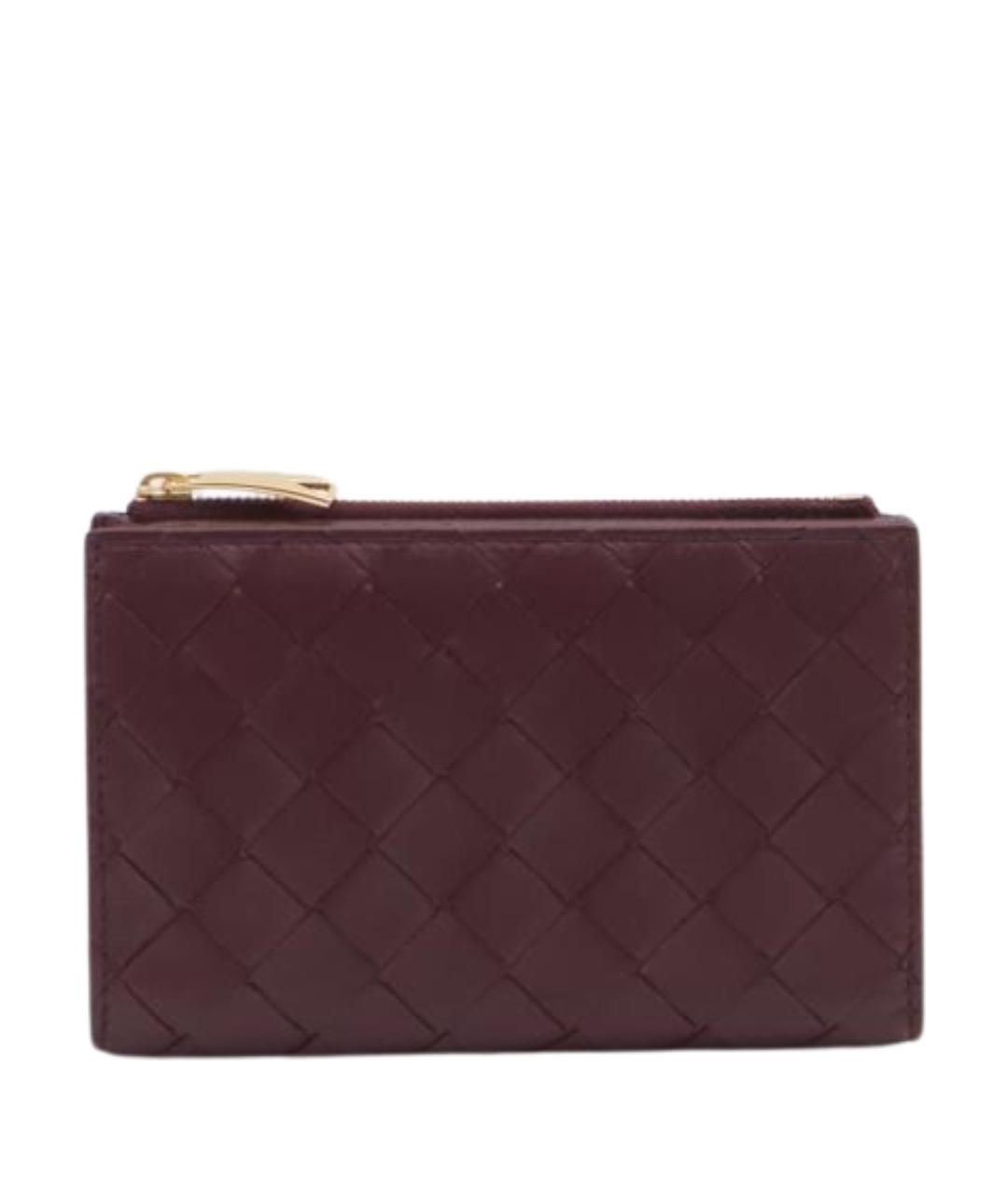 BOTTEGA VENETA Бордовый кожаный кошелек, фото 1