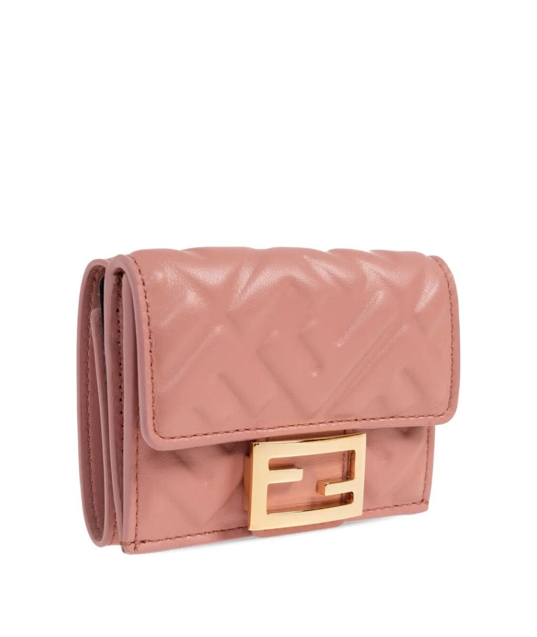 FENDI Розовый кожаный кошелек, фото 3